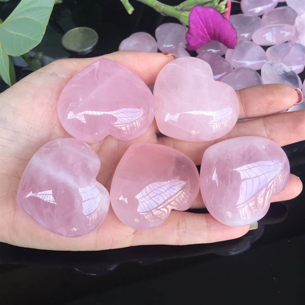 Lleno de Textura Hogar 1 Uds Cristal de Cuarzo Rosa Natural Cristal de Cuarzo Rosa en Forma de corazón DIY Hacer Collar Colgante Regalo de joyería decoración del hogar (Color : .4pcs)