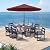 ABCCANOPY 10FT Patio Umbrella, Outdoor Waterproof Table Umbrella with Push Button Tilt and Crank, 8 Ribs UV Protection Pool Umbrella for Garden, Lawn, Deck & Backyard (Burgundy)