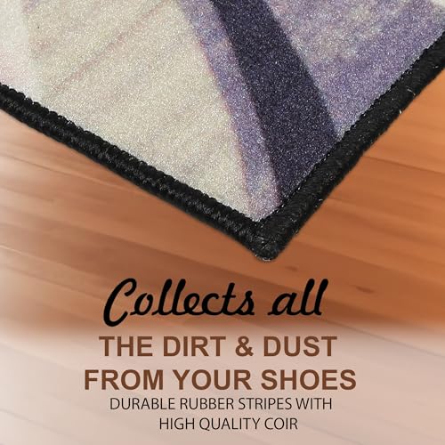 Image of HUES & SHADES Coir Door Mat for Outdoor Entrance - [37 x 57 cm] | Natural Coconut Fiber Brush Mat for Shoes Cleaning, Heavy Duty Non-Slip Doormat for Front Porch, Patio, Entryway (Mystic Waves)