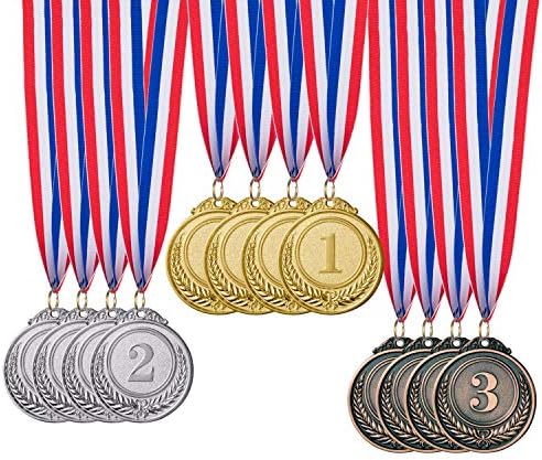Favide 12 Pieces Gold Silver Bronze Award Medals-Winner Medals Gold Silver Bronze Prizes for Competitions, Party,Olympic Style, 2 Inches