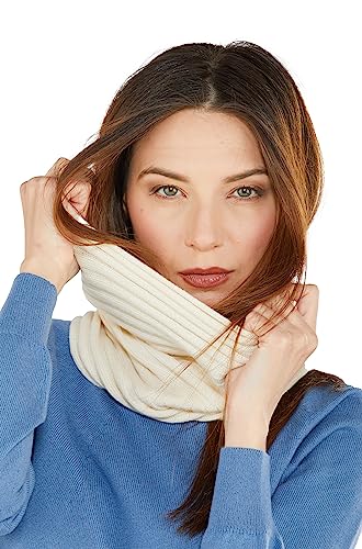NEO B - CASHMERE | Rollkragenwärmer | Rippe 2x2 | 100% Kaschmir | Cardiff-Garn | Unisex | Hergestellt in Italien (Creme)