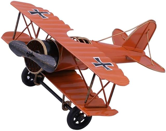 CENPEK Retro Iron Aircraft Handicraft Vintage Airplane Model Metal Biplane Plane Aircraft Models Metal Handicraft Home Decor Ornament Toy Handicraft Souvenir (Red)