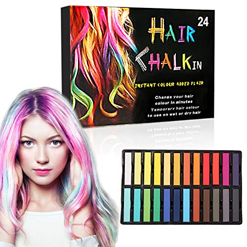 Hair Chalk,Hair Chalk Pens for Girls,Temporary Hair Chalk Set-Washable, Great as for Birthday Party, Christmas, Halloween Gifts, 24 Colors