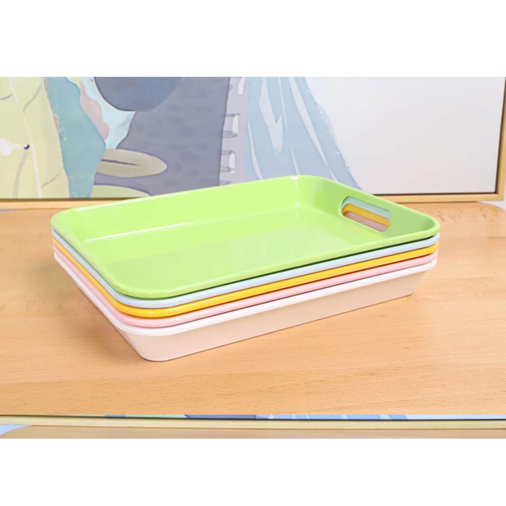 Vassoi Montessori in Melamina con Manici - Set di 5 Vassoi da Lavoro Colorati Antiscivolo, Resistenti agli Urti, Organizer Multiuso