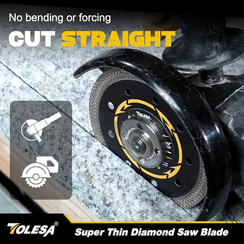 TOLESA 115mm Diamond Cutting Disc, Super Thin Porcelain Cutting Disc for Angle Grinder, 4.5" Diamond Tile Cutting Disc for Marble and Granite - 22.23mm Arbor, 20mm & 16mm Adapter Ring (3-Pack) - Image 8
