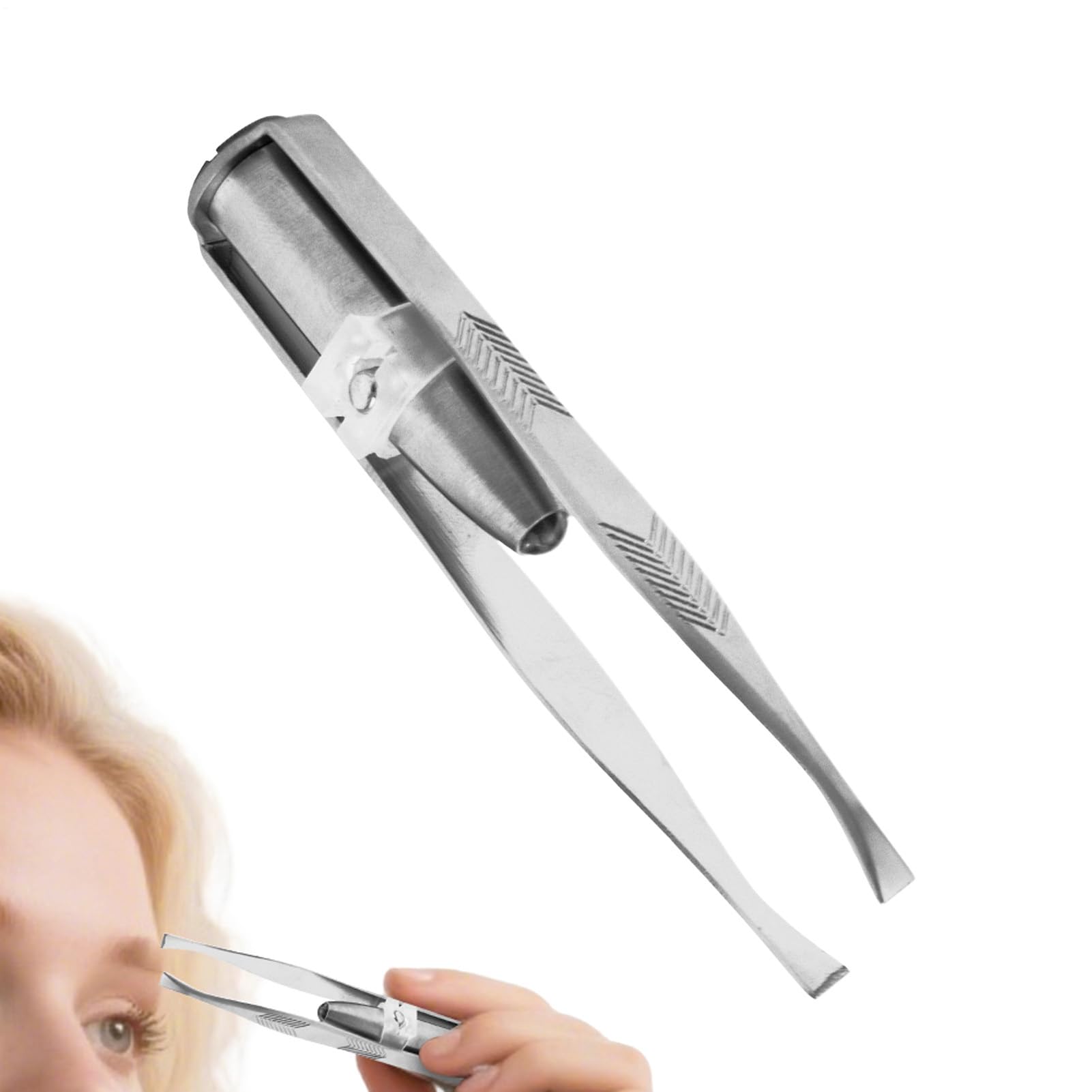 Pinzette illuminate per sopracciglia Acciaio Inossidabile Depilazione | Pinzette inclinate con luce da donna per viso Rimuovi superflui e incarniti con strumenti di trucco