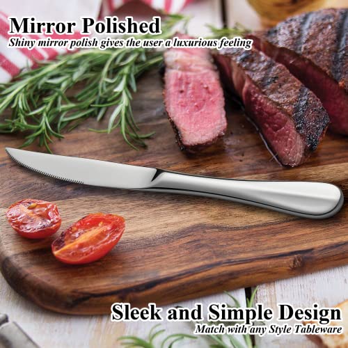 Eiubuie Steak Knives Set Of 8, Premium Stainless Steel Steak Knife Set With One-Piece Structure, Serrated Steak Knives, Traditional European Fine Kitchen Steak Knives, Gift Box, Dishwasher Safe #TOP5
