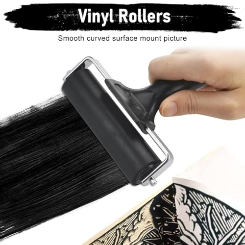 Image of Serplex 2Pcs Inking Plates Rollers 2.36 inches / 3.94 inches Art Crafting Ink Roller Printmaking Rubber Roller Reuseable Art Printmaking Rubber Roller for Inking Plates, Monoprinting