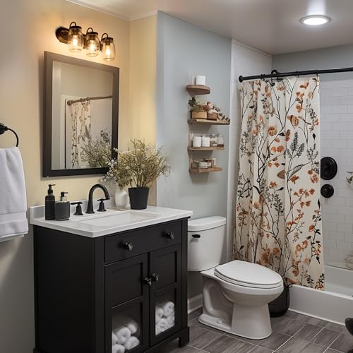 Image of LOG BARN Bathroom Wall Light Fixtures, 3-Light Black Farmhouse Mason Jar Vanity Light Over Mirror for Hallway, Bedroom, Kitchen, and Living Room
