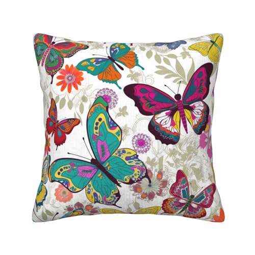 Housse coussin velours côtelé de qualité supérieure motif papillon