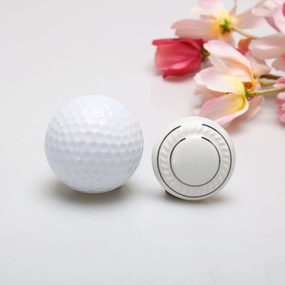 White Kitchen Ceramic Cabinet Knobs, 6 Pack Vintage Round Knobs for Dresser Drawers Pull Handle Knobs with Screws for Cupboard, Wardrobe, Bathroom