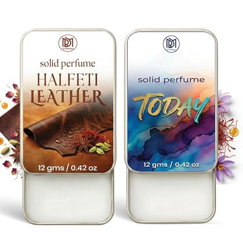 Image of Dr.Mashur Solid Perfume |Today&Halfeti leather Alcohol Free Wax Perfume Balm, Long Lasting | Pocket Tin 12g, Pack Of 2| Non Greasy Smooth Glide, Travel Friendly Unisex Gifts He Or Her