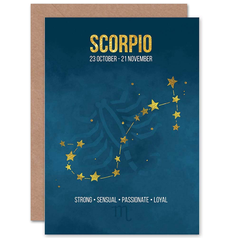 Scorpio Star Sign Birthday Card Astrology Zodiac Blue Blank Greeting Card