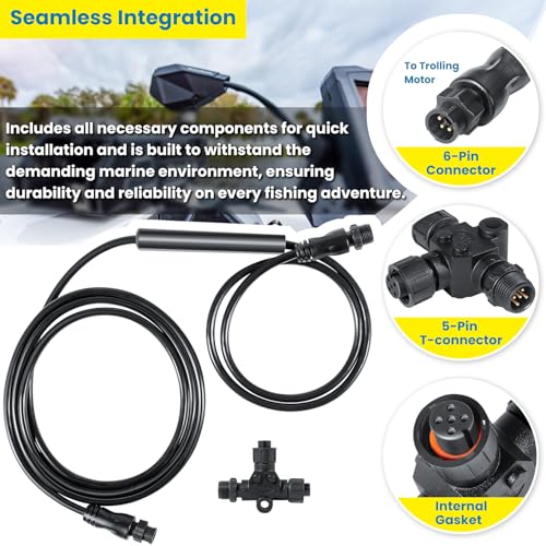 Image of E-cowlboy 8M0092085 Xi Series Pinpoint GPS Gateway Kit for Xi3 and Xi5 Trolling Motors Sonar GPS Integration T-Connector, Black