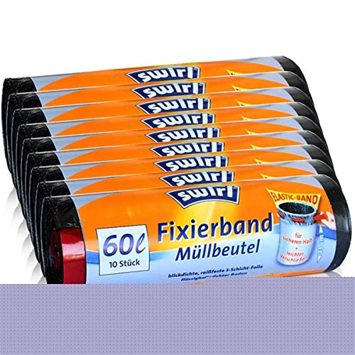 Preisvergleich Produktbild 9x Swirl Fixierband Müllbeutel 60L (10 stk. / Rolle)