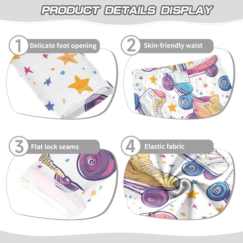 Boccsty Retro Roller Skates 90s Girls Leggings Kids Yoga Pants Dance Active Tights 4T3