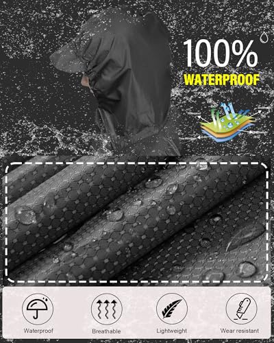 iCreek Hooded Rain Poncho with Pocket Waterproof Lightweight Unisex Raincoat Jacket for Hiking, Camping, Outdoor2