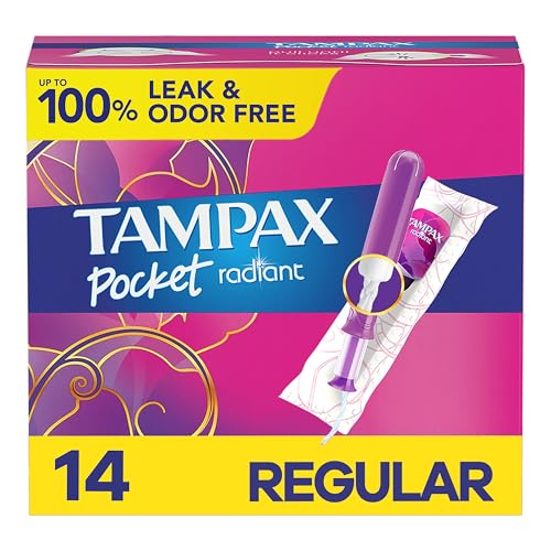 Tampax Pocket Radiant Plastic Tampons Regular Absorbency 14 Count