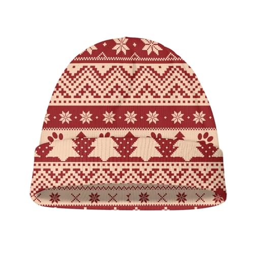 Babrukda Kids Beanie, Christmas Snowflake Skull Hats for Boys and Girls Knit Winter Beanies Cap for Happy New Year Party