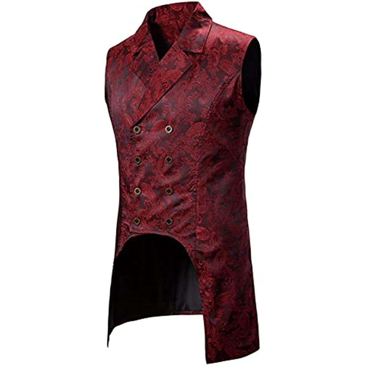 Hommes Victorien Steampunk Vintage Gilet Long Court Smoking Double Boutonnage Performance Usure Gothique médiéval Queue Manteau Costume