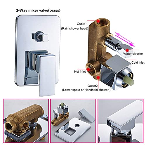 Robinet de douche chrome mitigeur laiton et pommeau effet pluie 8 pouces