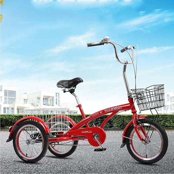 3 Wheel Bikes Bicicleta Tres Ruedas Triciclo una Sola Velocidad 16 "Bicicleta Triciclo Adultos 3 Ruedas Ciclismo con Cesta Compras Adultos Mujeres Hombres Personas Mayores Ejercicio Compras Ciclismo