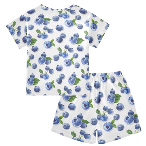 Blueberry Print Summer Cute Pajama Sets, Short Sets for Daily Wears and Sleep Wears2