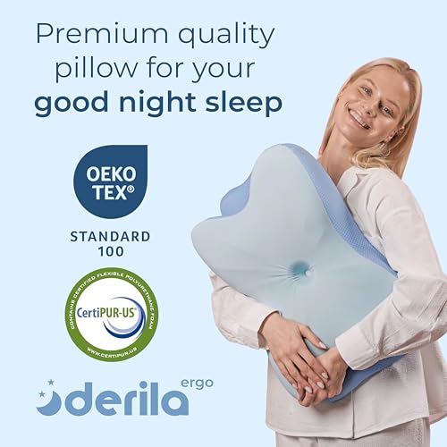 Derila ERGO Pillow | Memory Foam Neck Pillow, Bed Pillows. Cervical Pilllows for Back, Side, Stomach Sleeper, size 21.25 x 14.17 x 4.72 inches - Image 4
