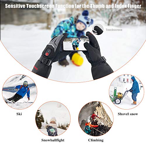 Image of SAVIOR HEAT Rechargeable Heated Gloves with 3 Heating Levels - Electric Ski Gloves, Touchscreen, Waterproof for Men Women