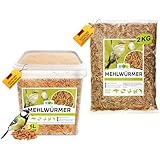 EWL Naturprodukte Mehlwürmer getrocknet 5L (800g) und 2kg, Set 2,8kg mit Eimer und Nachpack