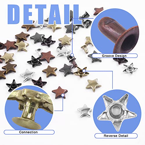 Rivets étoile en métal multicolores pour customiser vos vêtements et maroquinerie