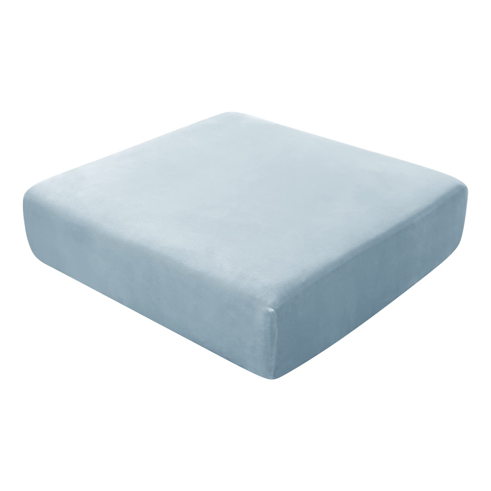BXFUL Sofa Seat Cushion Covers, Sofa Cushion Slipcovers Stretch Velvet, Couch Cushion Covers Replacement for Individual Cushion with Elastic Fabric (Large 4-Seater,Light Blue)