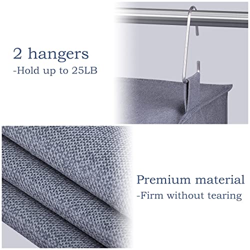 Keetdy 2-Shelf Small Hanging Closet Organizers And Storage With 2 Large Shoe Pockets Hanging Shelves Organizer For Clothes Camper Closet, Rv, Bedroom, Dorm, Grey #TOP5