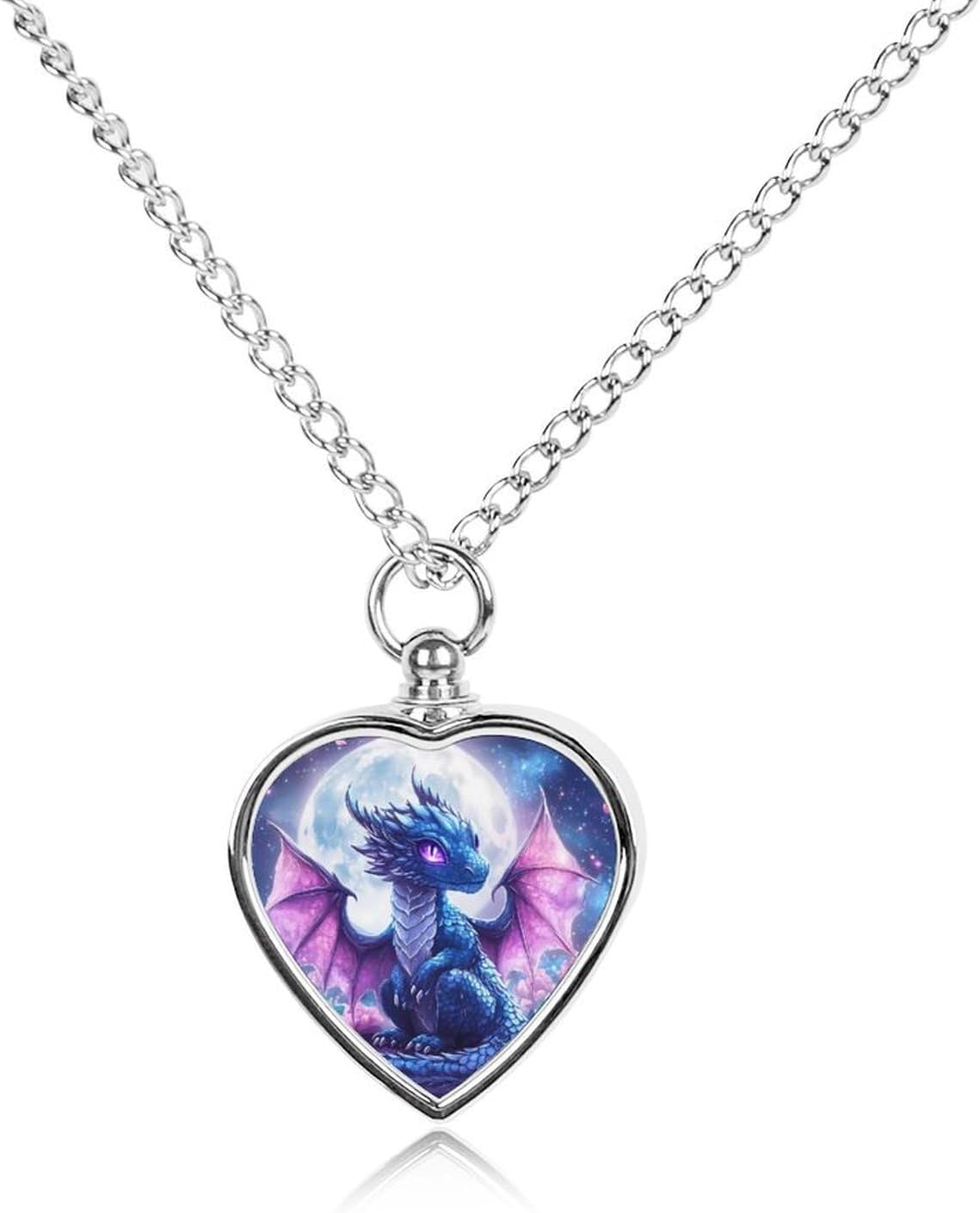 Dragon Peony Flowers Pet Urn Necklace Ashes Cremation Pendant | Personalized Jewelry,Gifts for Dog Lovers