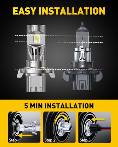 Image of AUXITO H13 Bulbs, 80,000LM 15X Super Output, 6500K Cool White, 60000Hr Long Lifespan, 1:1 Mini Size Replacement Light Bulbs, Plug-N-Play, Pack of 2
