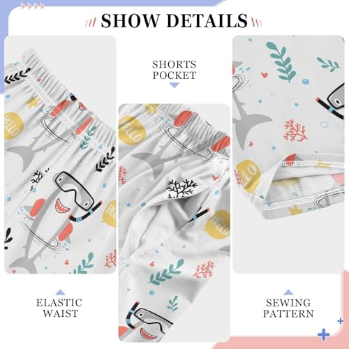 Diving Shark Boys Long Pants Soft Trousers Elastic Waist Kids Lounge Bottoms with Pockets S-XL4