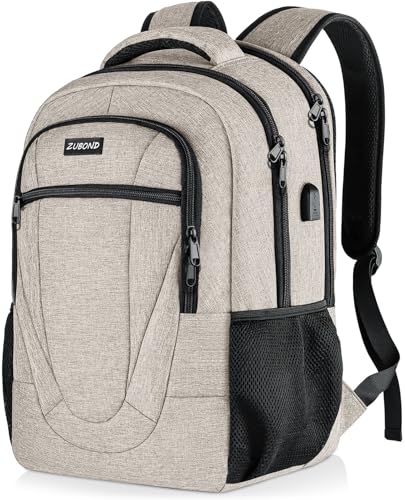 Image of ZUBOND Backpack for Men and Women, School Backpack for Teen Boys, Business Travel 15.6 Inch Laptop Backpack with USB Charging Port, Water Resistant Slim Sturdy College Computer Bag Gift