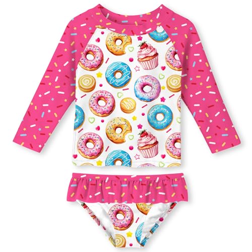 Image of Lovekider Little Girls Swimsuits 2 Pieces Swimwears Rash Guard Set Long Sleeve UPF50+ Bathing Suit for Beach 2-8T