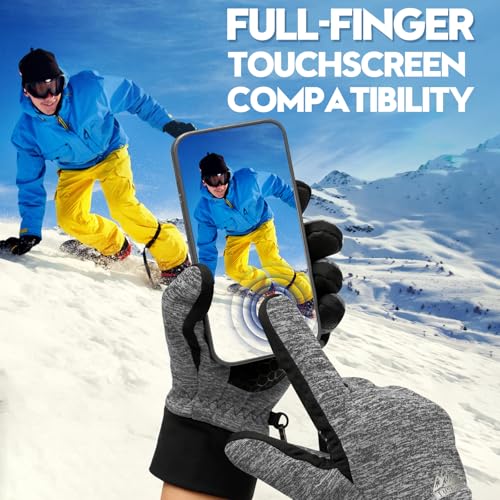 Image of Bruvoalon Winter Gloves for Women & Men, 3M Thermal Insulation, Lycra Fabric, Touchscreen, Anti-Slip