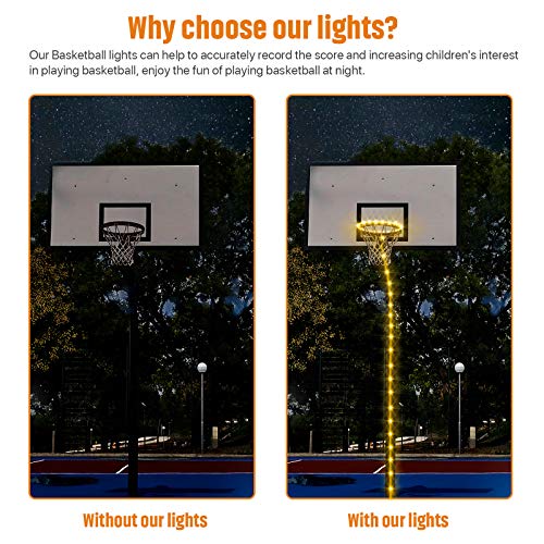 Waybelive LED Basketball Lights Set,Remote Control Basketball Rim&Pole LED Light, Change Color by Yourself, Waterproof,Super Bright to Play at Night Outdoors,Good Gift for Kids