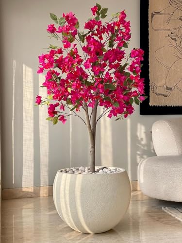 Image of Artificial Bougainvillea Tree 5 Feet with Pot Premium Pink Flower Plant for Home, Office, Living Room, Hotel & Indoor Decoration Natural Look, Maintenance-Free Faux Plant