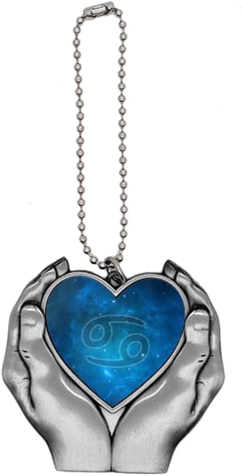 Starry Night Cancer Zodiac Constellation Car Keychain Heart Pendant Ornament Charm