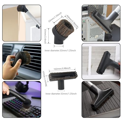 Image of EZ SPARES 1 1 /4 inch 32mm Universal Vacuum Cleaner Euro Floor Brush Head Brush Attachment for Floor and Carpet Combo Tool New Designed to Fit Hoover, Eureka, Rainbow,Shop VAC (Brush kit)