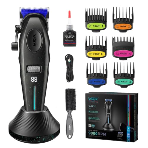 Image of VGR 887C Hair Clippers for Men with Charging Base, 9000 RPM Motor, Black