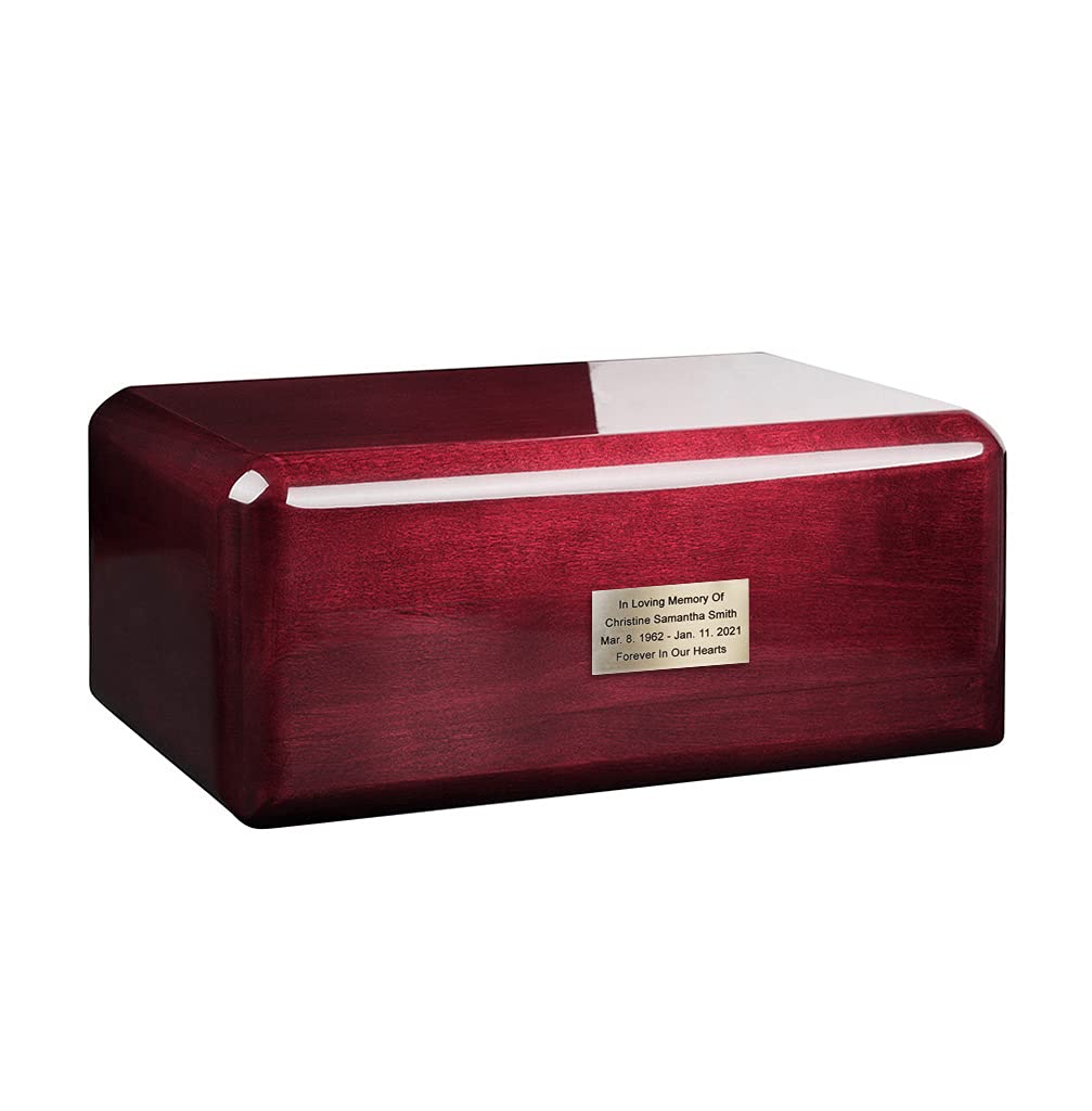 Adult Cremation Urn for Ashes Unique Memorial Funeral urn for Human Ashes Cremation Casket URN WU52M (Mahogany/Plain/Memorial Plaque)