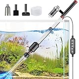Suness Electric Aquarium Vacuum Gravel Cleaner: 24W Fish Tank Vacuum Gravel Cleaner with Strong Suction for Automatic Water Change Algae Remover Sand Wash Water Shower and Water Circulation, Timed Off