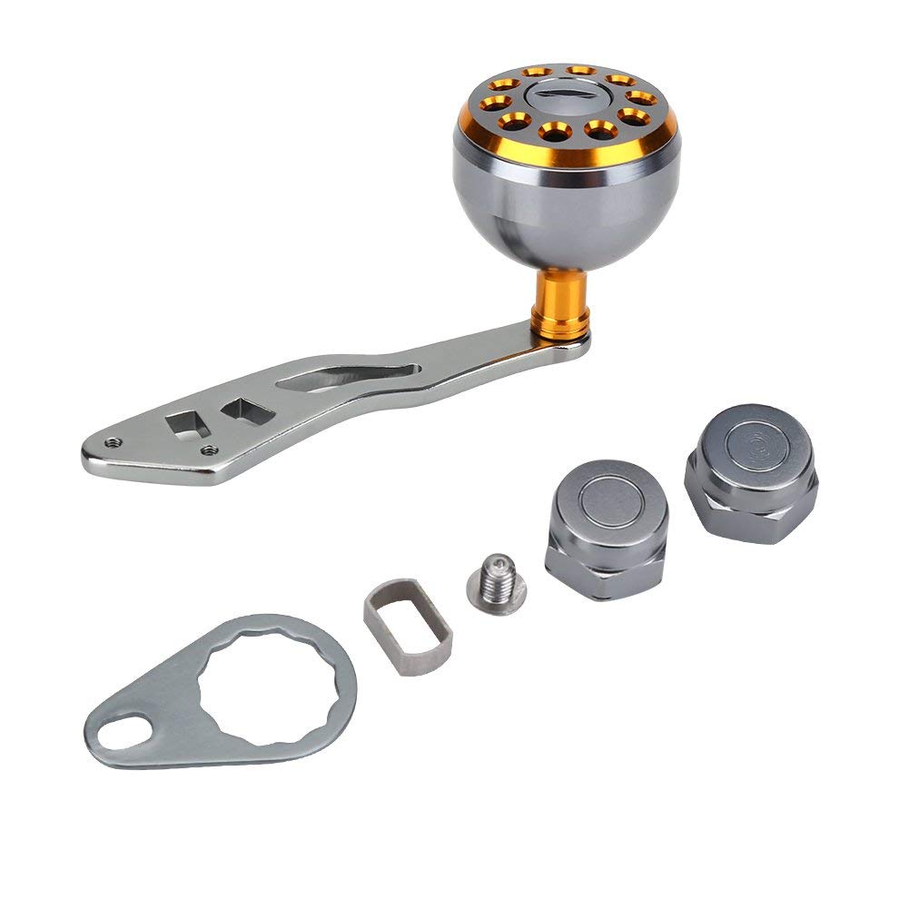 Vbestlife Reel Replacement Power Handle knob Handle Grips Part - Metal Fishing Spinning Reel Handle Grip for Abu Round Baitcast (Gold)