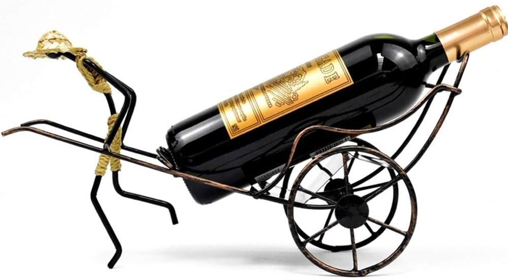 Wine Bottle Holder Stand Rickshaw Decor Caddy Countertop Table Top Wine Rack Single-Bottle Home Kitchen Gift Wine Shelf
