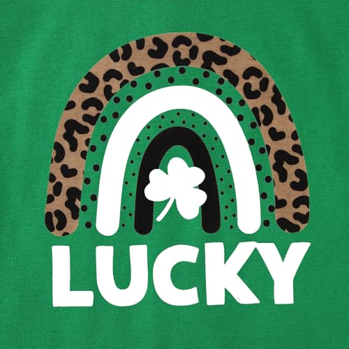 Image of CM C&M WODRO Kid Girl St Patrick's Day Shirt Lucky Clover T-Shirt Short Sleeve Cute Irish Shamrock Rainbow Graphic Tees Tops