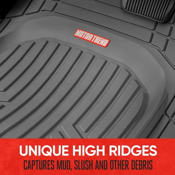Motor Trend FlexToughXL Floor Mats for Cars Full Set, All-Weather Rubber Automotive Floor Mats, Waterproof Heavy Duty Car Mats, Flexible Floor Liners for Car Truck Van SUV, Car Floor Mats (Gray) - Image 6